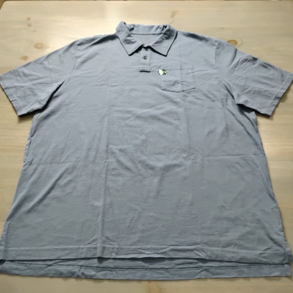 NWT LL Bean Mens XXL Tall Polo Shirt Short Sleeve Blue Organic Cotton Pocket